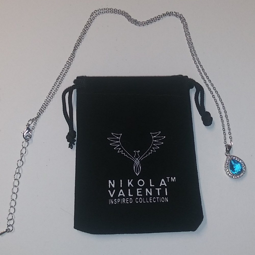 Nikola Valenti white gold plated Austrian blue gem - Picture 2 of 15